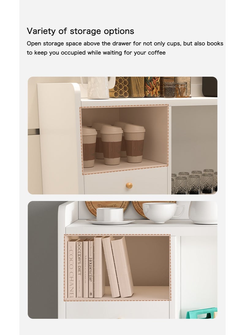 AnneFish 100*35*90cm Coffee Corner Home Kitchen Coffee Bar Cabinet Shelf With Drawers Display Cabinet Kitchen Bakers Rack Sideboard For Living Room, Bedroom Or Office - Image 4